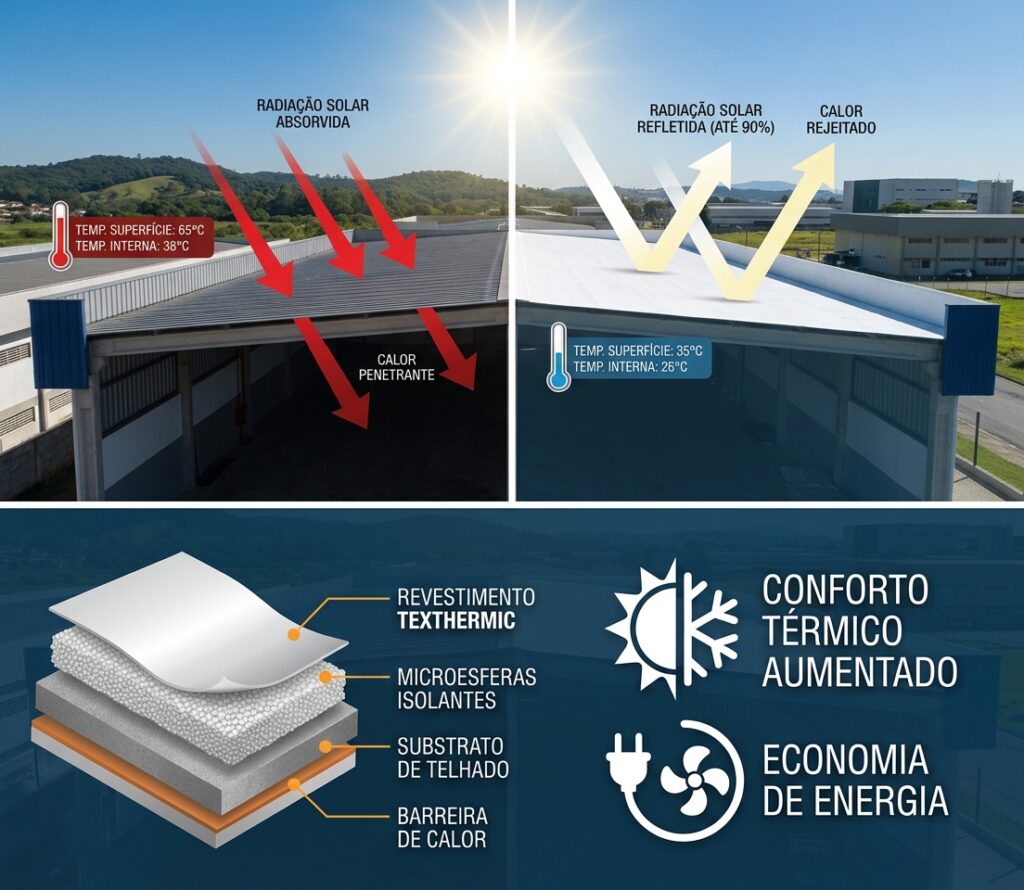 isolamento térmico telhado industrial sustentex
